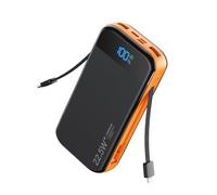 LENGSUM Portable Charger Power Bank 32000mAh with Built in Cables, PD3.0 USB C Fast Phone Charger, 5 Outputs LCD Display Travel Battery Pack Compatible with iPhone, Samsung All Cell Phones (Orange)