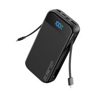 LENGSUM Portable Charger Power Bank 32000mAh with Built in Cables, PD3.0 USB C Fast Phone Charger, 5 Outputs LCD Display Travel Battery Pack Compatible with iPhone, Samsung All Cell Phones (Black)