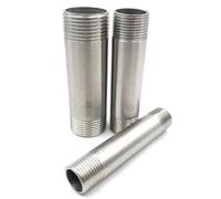 Length 100/150/200/300mm 1/4" 3/8" 1/2" 3/4"-2” BSP Male Thread Long Nipple 304 Stainless Steel Pipe Fitting Connector Adapter Threaded Pipe(100mm Length 1/2")