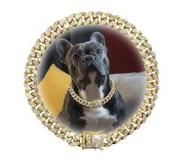Length Adjustable Dog Chain Collar Diamond-Studded Cuban Link 13mm Wide Dog Necklace Jewelry Accessories 4 Colors 8-30in for Small Medium Large Dogs/Cats (Gold, 18in)