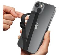 Length-Adjustable Mobile Phone Grip Strap, Sinjimoru Silicone Phone Strap Holder for Hand as Cell Phone Loop for Phone Case Reusable with Clip for iPhone & Samsung. Sinji Loop Buckle Black