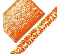 Length10 Yards，Wide 1.1 Inch Orange Elastic Sequin Ribbon Trim for Sewing Dress Dance Costumes Headband (Orange-AB-30mm)