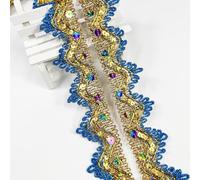 Length15 Yards Width4cm/1.97Inch, Blue Sequin Trim Craft Ribbon Decorated Gimp Trim for Wedding Bridal, Performance Costumes or Jewelry, Crafts and Sewing （Blue/Colorful Sequins）