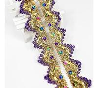 Length15 Yards Width4cm/1.97Inch, Purple Sequin Trim Craft Ribbon Decorated Gimp Trim for Wedding Bridal, Performance Costumes or Jewelry, Crafts and Sewing （Purple/Colorful Sequins）