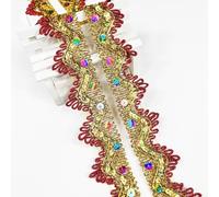 Length15 Yards，Width4cm/1.97Inch, Red Sequin lace Trim Craft Ribbon Decorated Gimp Trim for Wedding Bridal, Performance Costumes or Jewelry, Crafts and Sewing （Red/Colorful Sequins）