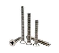 Lengthened M2 M2.5 M3 M3.5 M4 M5 M6 M8 3-100mm Cross Flat Countersunk Head Screw Bolt A2-70 304 Stainless steel GB819(75mm,10pcs M4)
