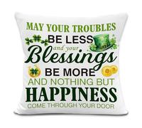 Lengues Irish Blessing Pillow Covers 18x18 inches, Irish Prayer Gifts Throw Pillow Covers, May Your Troubles Be Less St Patrick's Day Decorative Cushion Case Pillowcases for Sofa Couch Bed