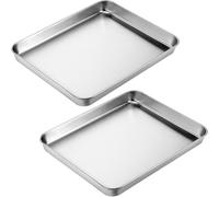 Lengxue 2Pcs Toaster Oven Pans for Baking, 9x11 Baking Sheets Cookie Sheet Stainless Steel Small Replacement Trays for Toaster