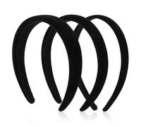 Lengxue 3 Black Velvet Padded Headbands Wide Foam Comfort Vintage Fashion Non-Slip Headbands