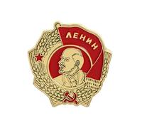 Lenin Inspired Soviet Style Enamel Lapel Pin 3 x 3cm Red And Gold Communist Badge Hammer And Sickle Collectible Brooch Metal Jacket Hat Backpack Pin Gift For Collectors