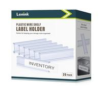 Lenink 20Pcs Wire Shelf Label Holders,Plastic Wire Rack Label Holder Compatible with Metro and Nexel 1-1/4in Shelves,Label Area 6in Lx1.25in H (Label Paper Not Included)