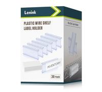 Lenink 30Pcs Wire Shelf Label Holders,Plastic Wire Rack Label Holder,Compatible with Metro 1-1/4in Shelves,Label Area 3in Lx1.25in H (Label Paper Insert Included)