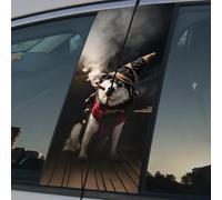 Leniutor 1 Pair Funny Dog Car B-Pillar Decals, Animal Theme Car Center Pillar Stickers, Self-Adhesive Pet Lover Waterproof Vinyl Car Window Door Sticker Decal (Smoking Dog)