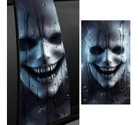 Leniutor 1 Pair Horror Face Peeking Car B-Pillar Decals, Halloween Theme Car Center Pillar Stickers, Waterproof Vinyl Car Window Door Sticker Decal (Grin Face)