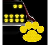 Leniutor 10packs Car Stickers and Decals, Cute Cats Paw Dogs Claw High-Intensity Reflective Sticker Safety Sign Warning Caution Decals for Cars Rear Window Bumper Sticker Door Wall (Yellow)