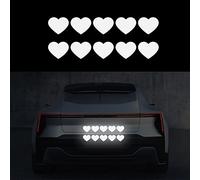 Leniutor 10pcs/Set Heart Vinyl Decal for Cars, High Intensity Reflective DIY Stickers for Window Bumper Laptop Auto Decals Waterproof Car Sticker (White)