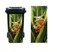 Leniutor 1pc Frog Dustbin Sticker Animal Decals, Waterproof Lotus Leaf Wheelie Bin Stickers, 14.57×32.28in Self Adhesive Large Sticker for Trash Cans Bins Door Garden (Cute Frog)