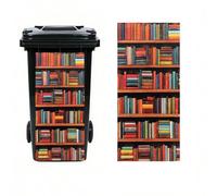 Leniutor 1pc Wheelie Bin Stickers, Bookshelf Sticky Dustbin Decals, 14.5" x 32.2" Self Adhesive Large Wraps for Trash Cans Bins Driveway Garden Outdoor Indoor Decoration (Classical Style)