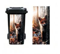 Leniutor 1pc Wheelie Bin Stickers,Fox Peeking Waterproof Dustbin Decor, 14.5" x 32.2" Self Adhesive Large Wraps for Trash Cans Bins Driveway Garden Outdoor Indoor Decoration (Fox - Right)