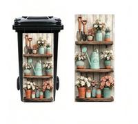 Leniutor 1pc Wheelie Bin Stickers,Potted Plants Waterproof Dustbin Decor, 14.5" x 32.2" Self Adhesive Large Wraps for Trash Cans Bins Driveway Garden Outdoor Indoor Decoration (A)