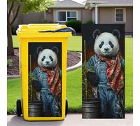 Leniutor 1pcs Animal Wheelie Bin Stickers, Squirrel Dustbin Decals, 14.5" x 32.2" Waterproof Vinyl Raccoon Panda Large Decal for Trash Cans Bins Door Driveway Garden Decoration (Panda 3)