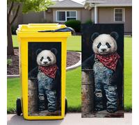 Leniutor 1pcs Animal Wheelie Bin Stickers, Squirrel Dustbin Decals, 14.5" x 32.2" Waterproof Vinyl Raccoon Panda Large Decal for Trash Cans Bins Door Driveway Garden Decoration (Panda 2)