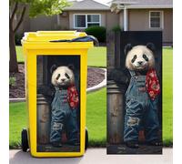 Leniutor 1pcs Animal Wheelie Bin Stickers, Squirrel Dustbin Decals, 14.5" x 32.2" Waterproof Vinyl Raccoon Panda Large Decal for Trash Cans Bins Door Driveway Garden Decoration (Panda 1)