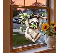 Leniutor 1pcs Cute Sloth Window Sticker, Double - Sided Funny Animal Decals for Cars, Raccoon Lover Window Cling for Farmhouse Classroom Office Kids' Room (Sloth)