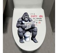 Leniutor 1pcs Funny Animal Toilet Lid Stickers, Self-Adhesive Waterproof Cartoon Gorilla Toilet Seat Cover Stickers, Creative Bathroom Restroom Door Wall Window Decoration (Gorilla)