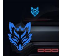 Leniutor 1pcs Reflective Fox Face Car Stickers, High Intensity Reflective Animal Safety Car Signs, Vinyl Caution Warning Decal for Car Bumper Window Truck Laptops Wall (Blue)