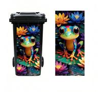 Leniutor 1pcs Wheelie Bin Stickers, Frog Sticky Dustbin Decals, 14.5" x 32.2" Waterproof Vinyl Cow Large Decal for Bins Fridge Wall Outdoor Indoor Window Door Decoration (Frog)