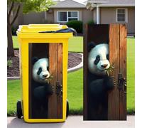 Leniutor 1pcs Wheelie Bin Stickers, Panda Peeking Sticky Dustbin Decals, 14.5" x 32.2" Waterproof Vinyl Large Decal for Bins Fridge Wall Outdoor Indoor Window Door Decoration (Panda 2 - Left)