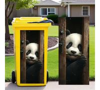 Leniutor 1pcs Wheelie Bin Stickers, Panda Peeking Sticky Dustbin Decals, 14.5" x 32.2" Waterproof Vinyl Large Decal for Bins Fridge Wall Outdoor Indoor Window Door Decoration (Panda - Middle)