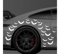 Leniutor 27Pcs Halloween Bat Car Decal Set, Spooky Car Body Bumper Window Stickers, Bats Vinyl Waterproof Decal Stickers for Vehicles SUV Truck Motorcycle Home Decor (Reflective White)