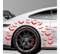 Leniutor 27Pcs Halloween Bat Car Decal Set, Spooky Car Body Bumper Window Stickers, Bats Vinyl Waterproof Decal Stickers for Vehicles SUV Truck Motorcycle Home Decor (Reflective Red)