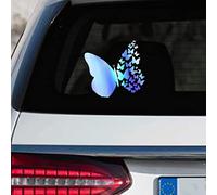 Leniutor 2PCS Butterfly Vinyl Sticker for Cars, Irregular Waterproof Holographic Blue 3D Butterflies Decals for Bumper Rear Window Door Wall Stickers for Women Girls 7.08” x 6.69” (Holographic Blue)
