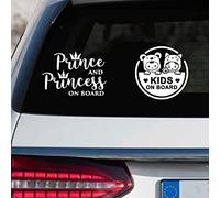 Leniutor 2Pcs Cute Kids On Board Vinyl Sticker for Car, Prince and Princess On Board Car Decal Baby Kids in Car Safety Sign for Car Rear Window Bumper Decor (Reflective White)