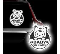 Leniutor 2Pcs Cute Koala Bear Baby On Board Car Sticker, High Intensity Reflective Baby Kids in Car Bumper Window Warning Decal, 6”x 7” (White)