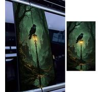 Leniutor 2PCS Halloween Scary Crow Car B-Pillar Decals, Horror Forest Waterproof Vinyl Car Center Pillar Stickers, Halloween Auto Decor for Car Window Door Sticker 11" x 18.9" (Cemetery)