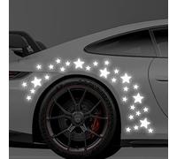 Leniutor 30pcs Car Star Vinyl Decals High Intensity Reflective DIY Stickers Window Bumper Mirror Laptop Decal Waterproof Night Safety Sign Car Sticker (White)