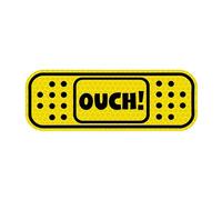 Leniutor 4 Packs Reflective Car Stickers Funny “Ouch !” Band-Aid Decals for Cars Window Wall Bumper Sticker Safety Sign 4.88”x1.73” (Yellow)