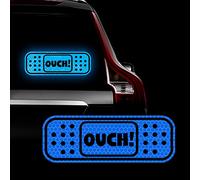 Leniutor 4 Packs Reflective Car Stickers Funny “Ouch !” Band-Aid Decals for Cars Window Wall Bumper Sticker Safety Sign 4.88”x1.73” (Blue)