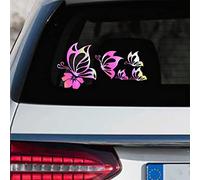 Leniutor 5Pcs Butterfly Car Decal Set, Waterproof Vinyl Butterflies Sticker for Cars Women Girl Car Stickers Beautiful Reflective Bumper Window Laptop Decals (Holographic White)