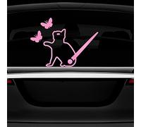 Leniutor Cat and Butterfly Rear Wiper Decal Cute Funny Kitty Waving Tail Rear Wiper Sticker Waterproof Vinyl Rear Wiper Blade Decor for SUV Rear Window Windshield Decals 9.64 x 10.23 inch (Gloss pink)