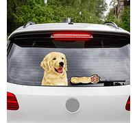 Leniutor Dog Puppy Rear Wiper Sticker, Cute Pug Golden Retriever Reusable PVC Rear Wiper Sticker for Car Window Windshield Animal Wiper Decal (Golden Retriever)