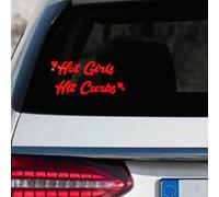Leniutor Hot Girls Hit Curbs Car Stickers, Funny Vinyl Sticker Decal for Car, Bumper, Window, Truck Decals for Women Girls (1PCS, Reflective Red)
