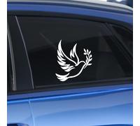 Leniutor Peace Dove Sticker 1 Piece Waterproof Vinyl Olive Branch Decal Car Window Bumper Auto Truck Motorcycle Wall Home Decoration (Reflective White)