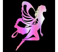 Leniutor Winged Butterfly Fairy Sticker Decal for Cars, Vinyl Goddess Angel Stickers and Decals for Girls Women Wall Car Window Bumper Decorations 5.11x7.28inch (1 Pack, Laser White)