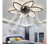 LENIVER 30" Ceiling Fan with Lights Remote Control, Modern Low Profile Flush Mount Ceiling Fan with Lights， Dimmable Ceiling Fans 3 Color 6 Speed for Bedroom Living Dining Room Kitchen - Black
