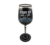 Lennon & McCartney With A Little Help Black Wine Glass - Beatles